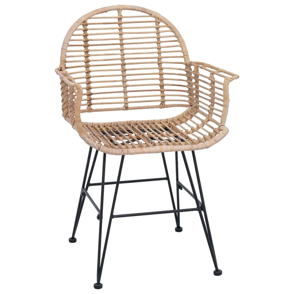 Sedia da pranzo 2 pcs Rattan e Ferro Naturale 57 x 55 x 85 cm