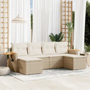 Set Divano da Giardino 6 pz con Cuscini Beige in Polyrattan 3259461
