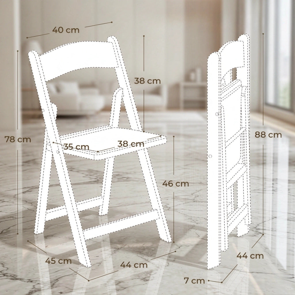 SEDIE PIEGHEVOLI Set da 4 pezzi 44x45x78 cm Bianco PU e Resina