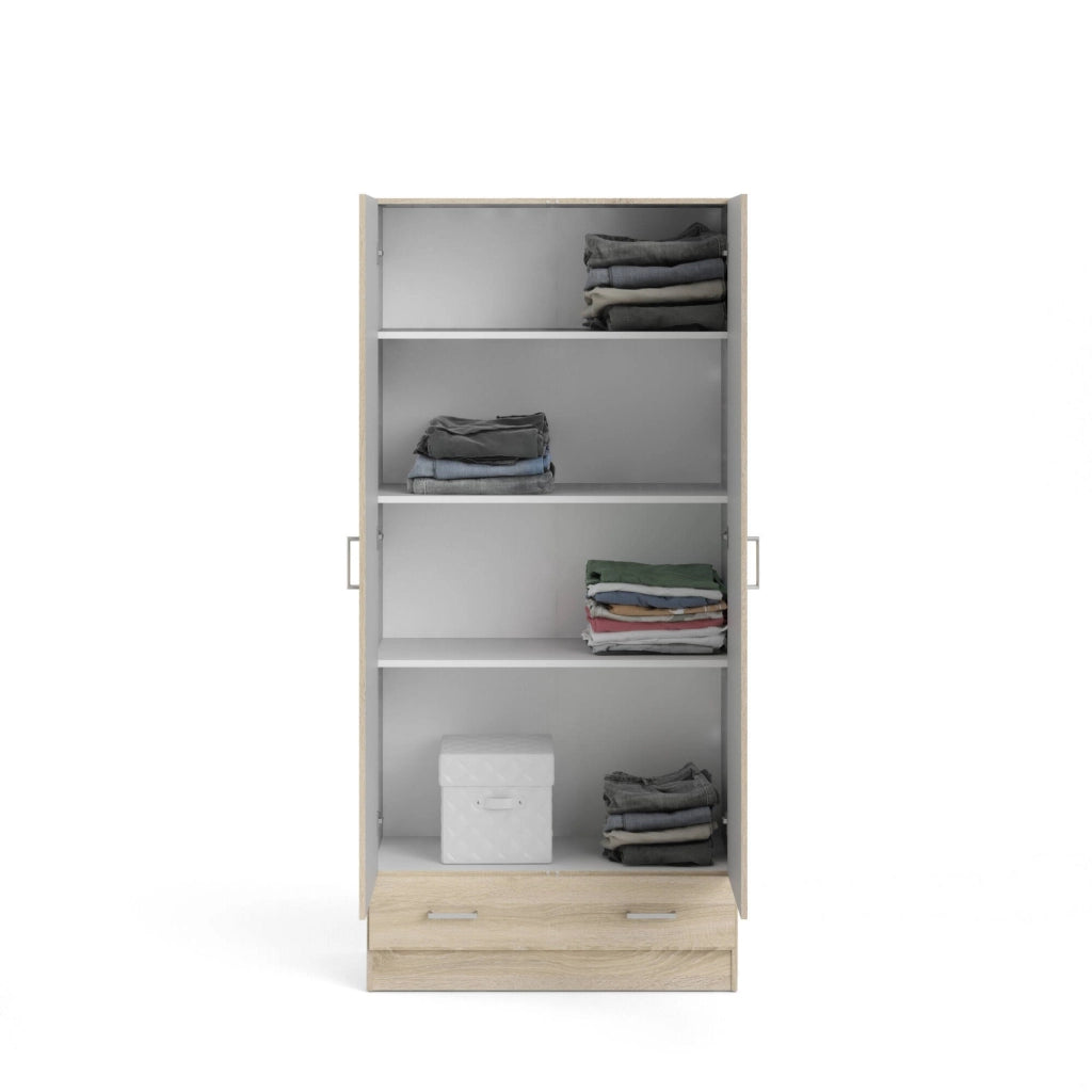 Armadio guardaroba a due ante e un Amylya, colore rovere, cm 79 x 35 x h171