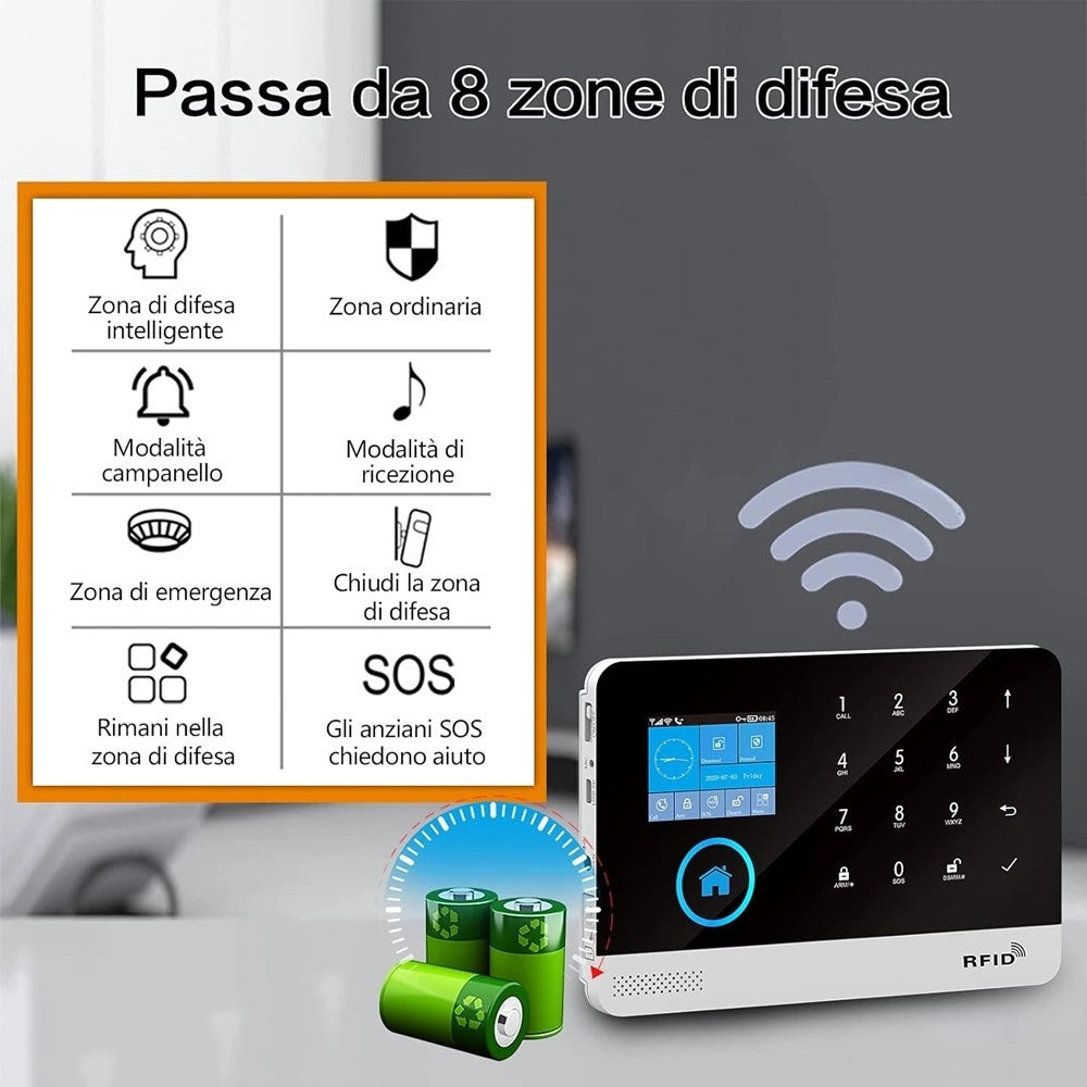 Trade Shop - Kit Sistema Di Allarme Intelligente Pg-103 Antifurto Casa Senza Fili Smart Wifi -