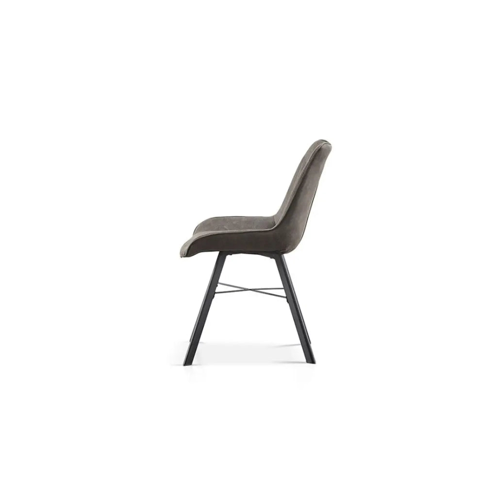 Sedia PAOLA – Microfibra PU grigio scuro – Piedi in metallo nero – Stile contemporaneo