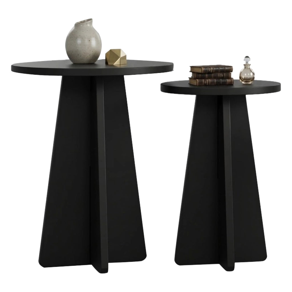 Dorina, Tavolino da Salotto set 2 Pezzi, 40x40x50h cm Nero