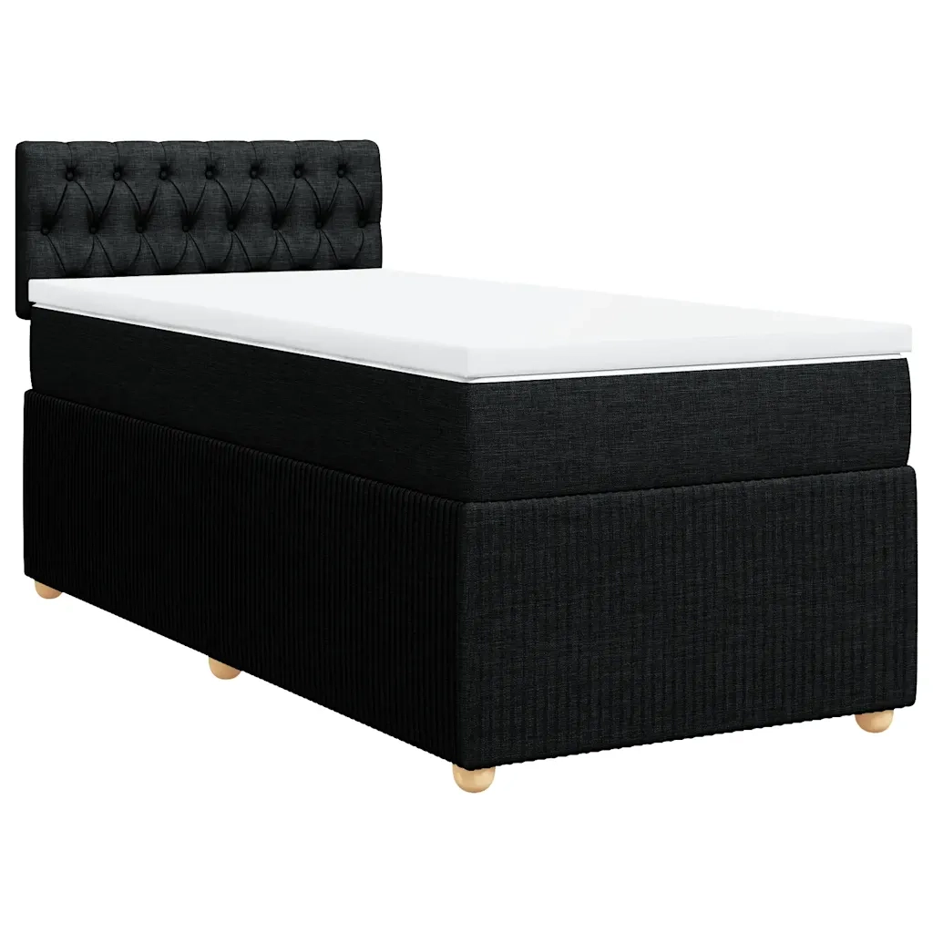 Giroletto a Molle con Materasso Nero 90x200 cm in Tessuto