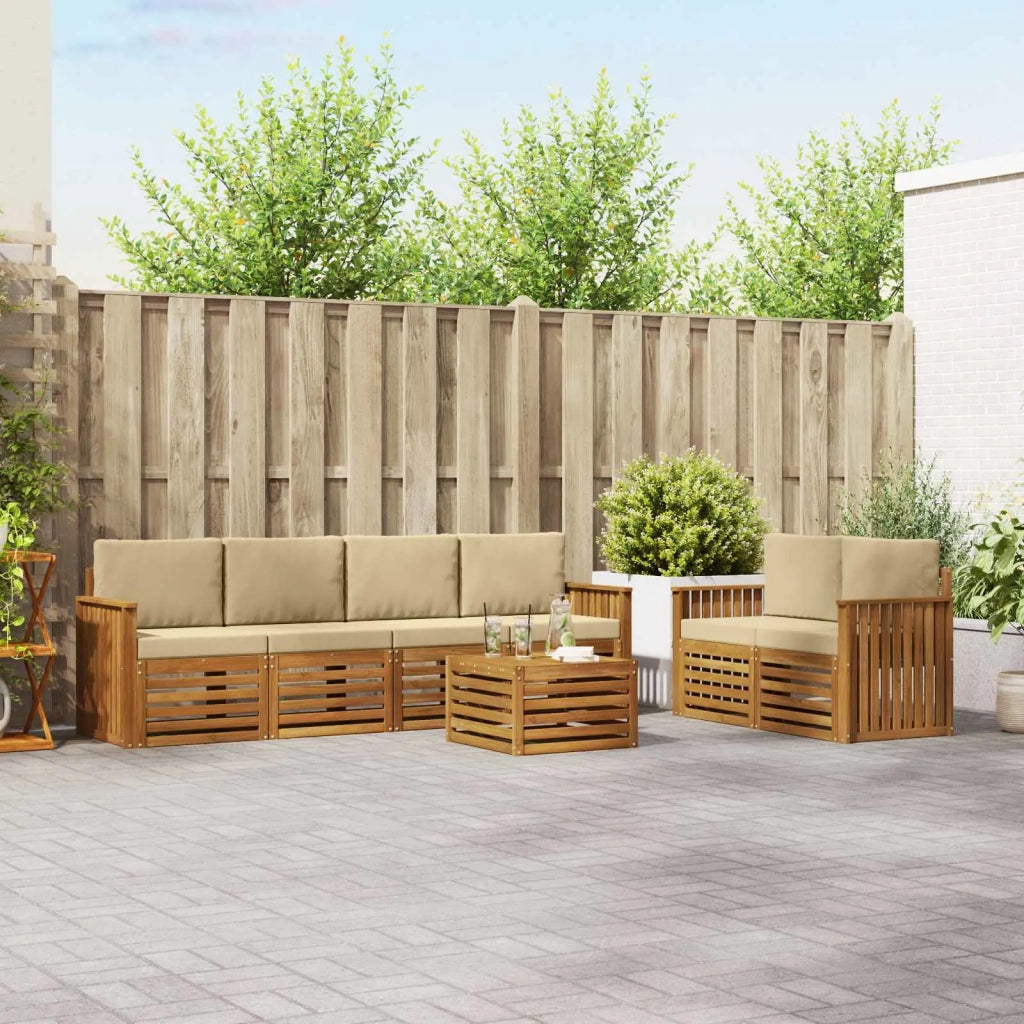 Set di divani da esterno 7 pz Naturale e Beige 3374408