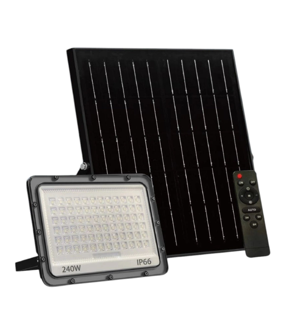 Faro LED da esterno con pannello Solare IP66 con Telecomando Luce Regolabile fredda calda naturale 3000K/4000K/6500K Sensore Crepuscolare 60W 120W 180W 240W 300W Watt: 240W