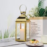 Lanterne a gas - Lampada da giardino vintage - 31,5 cm - Oro - Vetro laminato