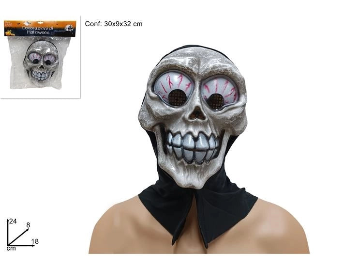 Maschera Cappuccio Vestiti Halloween Teschio con Occhi 18 x 8 x 24 cm