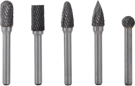 Kit di 5 pezzi di taglierini rotanti in acciaio duro - doppio cilindro - testa 6mm - 10mm - macchina da raschiatura elettrica.