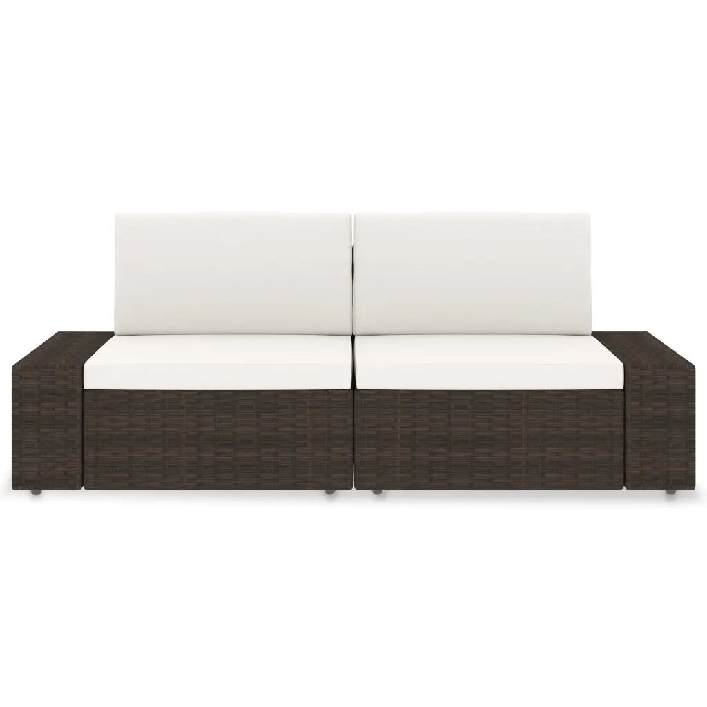 Divano Modulare a 2 Posti in Polyrattan Marrone
