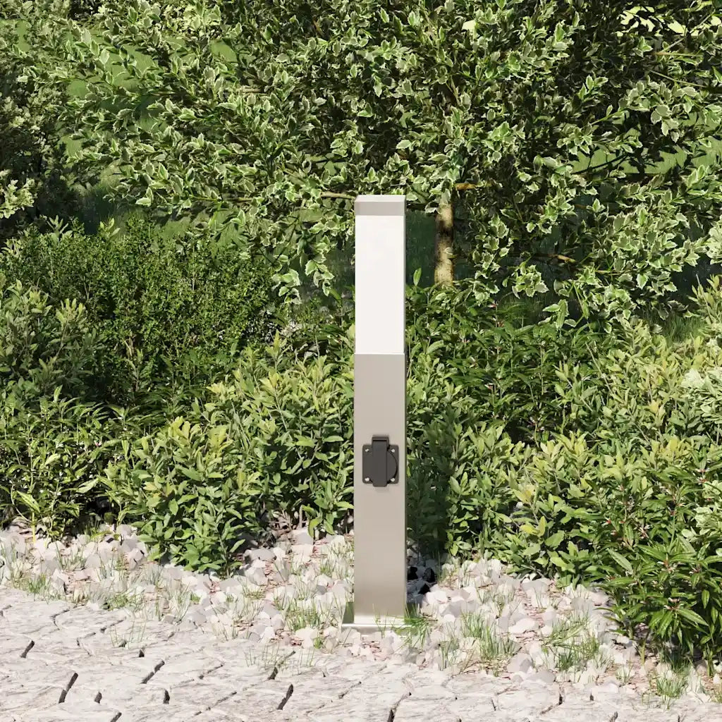 Lampada a paletto con presa elettrica 50 cm Acciaio Inox IP44 4006059