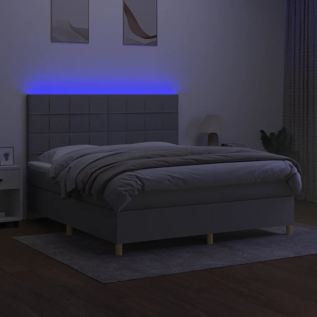 Letto a Molle Materasso e LED Grigio Chiaro 160x200 cm Tessuto 3139205