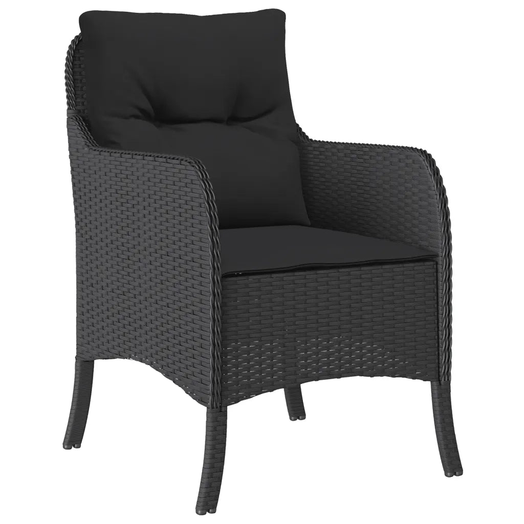 Set da Pranzo da Giardino 7 pz Nero con Cuscini in Polyrattan 3211896