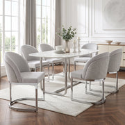 Sedia da Pranzo Set da 6 con Doppio Schienale e Seduta Traspirante, in Ciniglia Grigio e Argento 59 × 52 × 85 cm