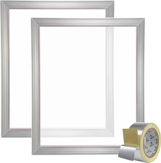 Set di stampa a sottile, 2 pezzi, 50,8 x 61 cm telaio di stampa in alluminio, 160 mesh, tessuto nylon tessuto e nastro di sigillatura DIY