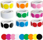 Etichette Sticker Codificate 9 Rulli da 500 pezzi ciascuno - Etichette Sticker Colorate con Punti - Etichette Self Adesive - Etichette Codificate Self Adesive - per Inventari, Organizzazione, Ufficio, Aula - 2,5 cm - 9 Colori