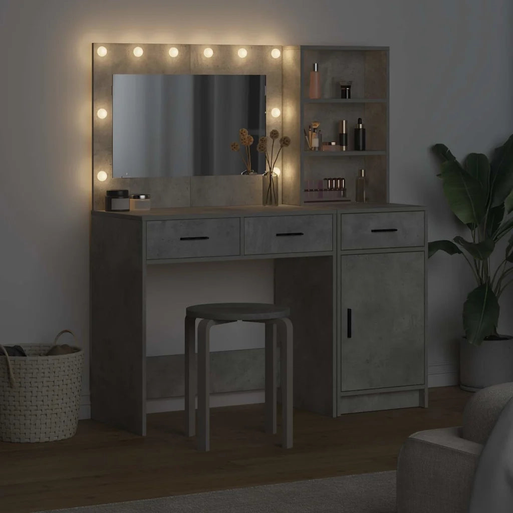 Toeletta | Tavolo da Trucco con cassetto 2 pz Grigio Legno multistrato