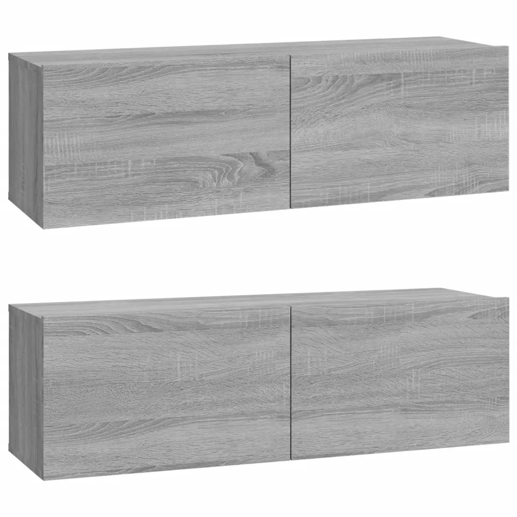 Mobili TV Muro 2pz Grigio Sonoma 100x30x30 cm Legno Multistrato 820467