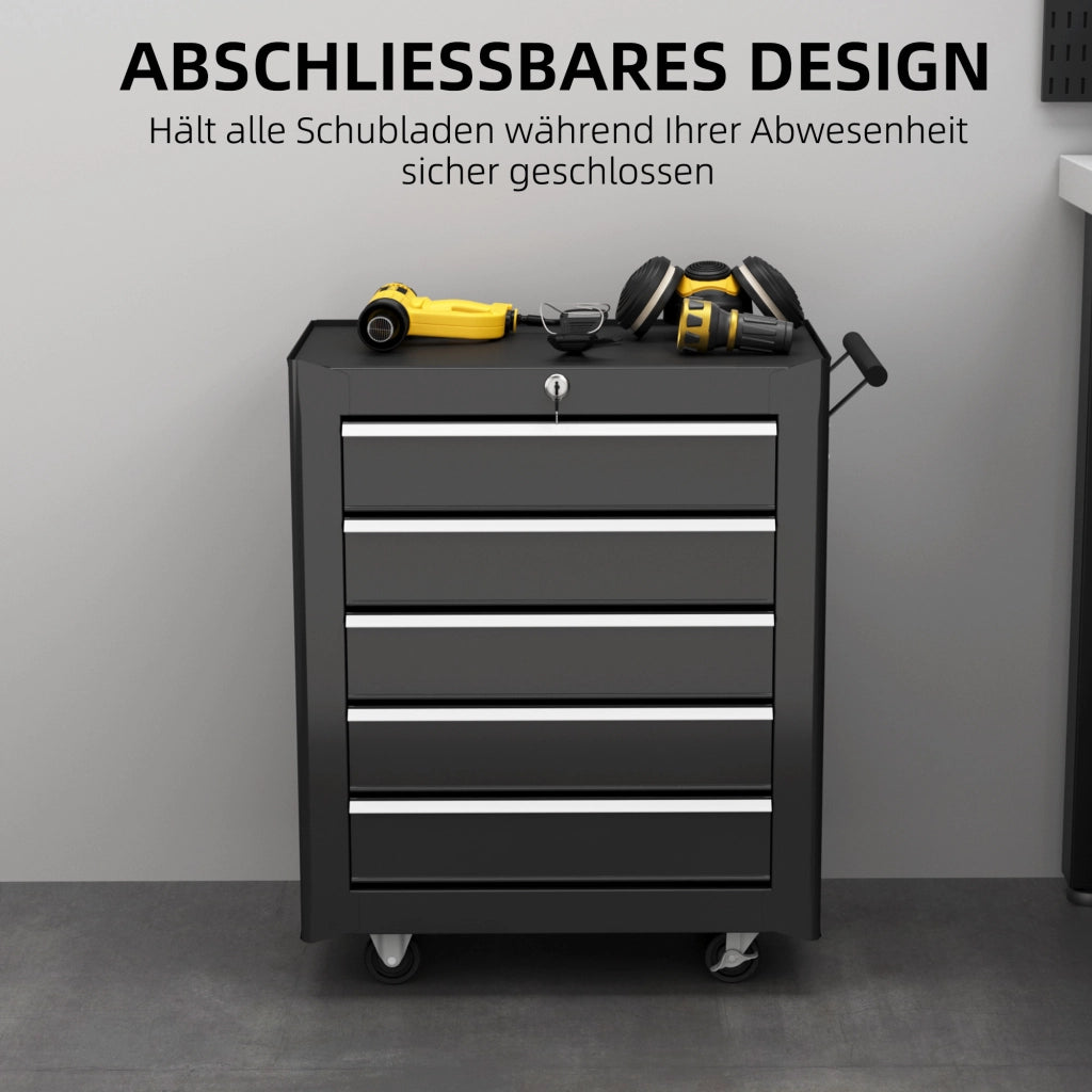 Cassettiera mobile con 5 cassetti ¨C zephmum ¨C nero, acciaio, 60x40x138