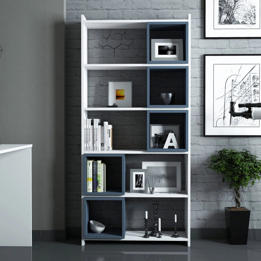 Biblioteca Policoro, Libreria 4 Ripiani, 80x22x170h cm Bianco