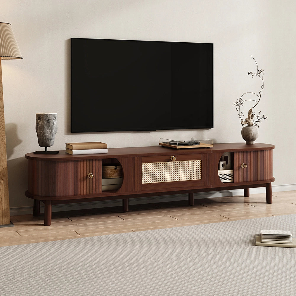 Mobile TV rustico - Xylo - Ante legno+cassetti rotan
