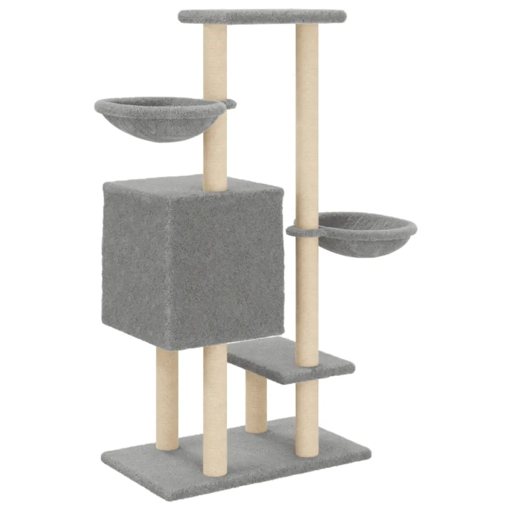 Albero per Gatti con Tiragraffi in Sisal Grigio Chiaro 117 cm 172119