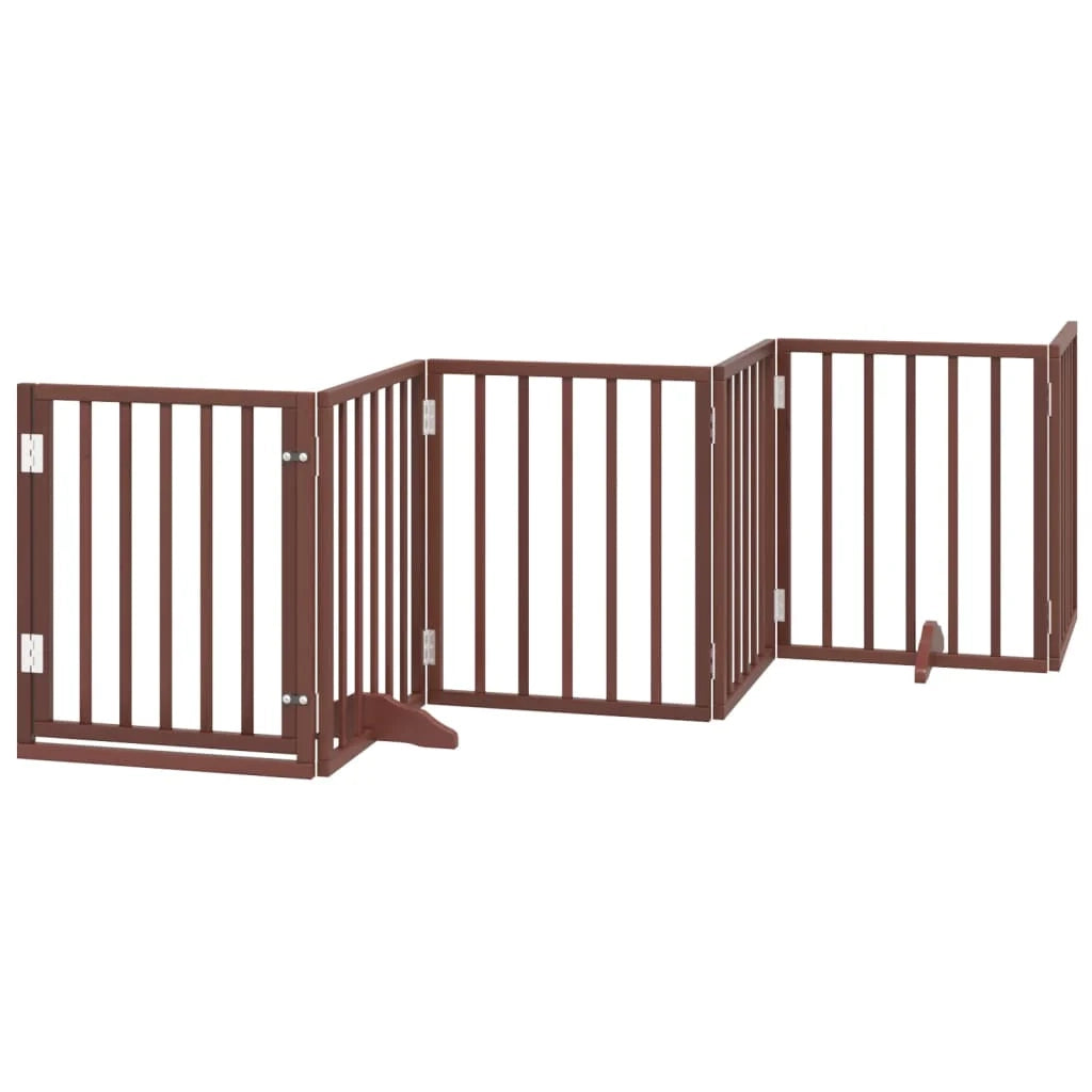 Cancelletto di sicurezza per animali domestici porta pieghevole 15 pannelli legno di pioppo marrone 02_0023203
