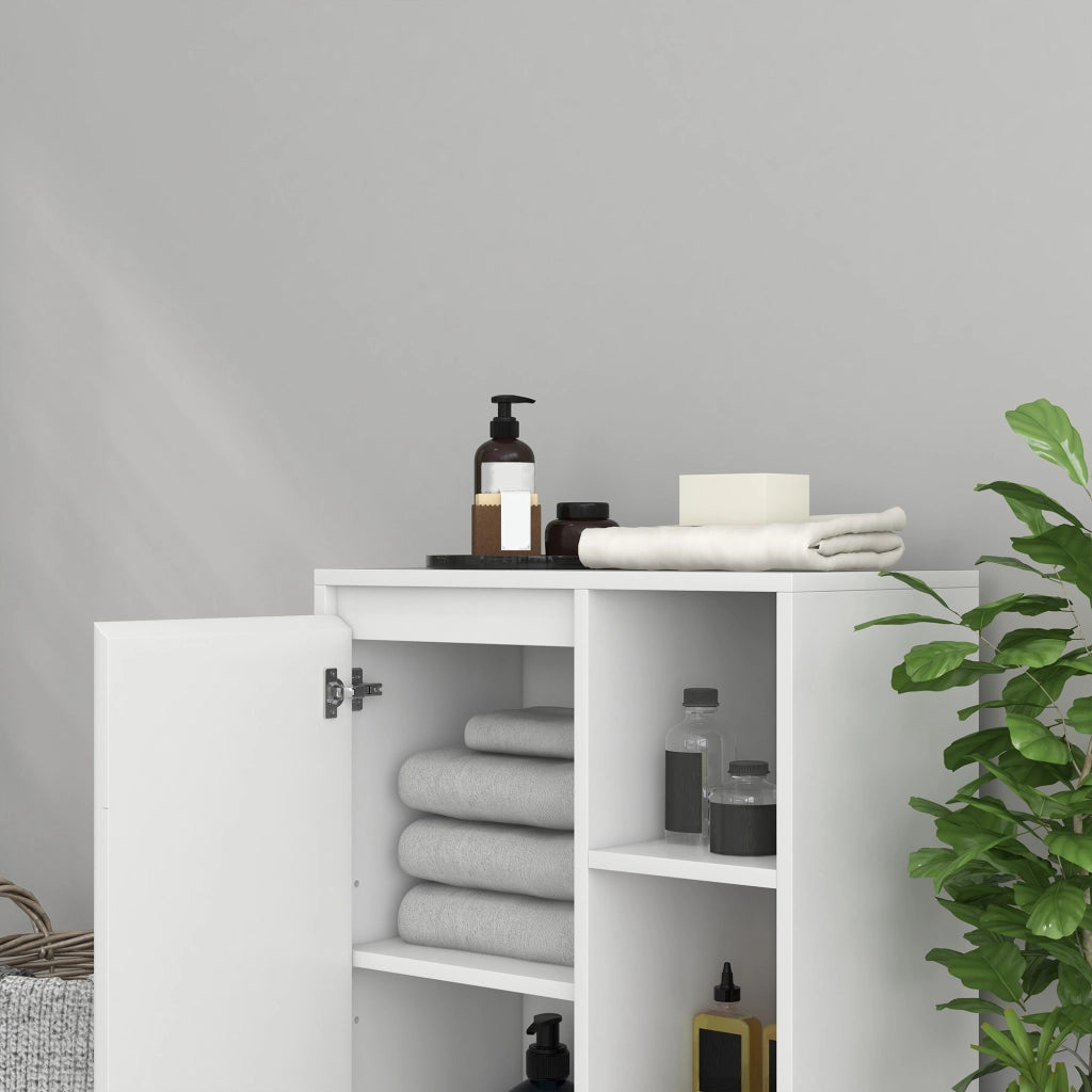 Mobile Bagno con Armadietto e Ripiani Aperti ¨C Zephmum ¨C Bianco 53x30x80cm