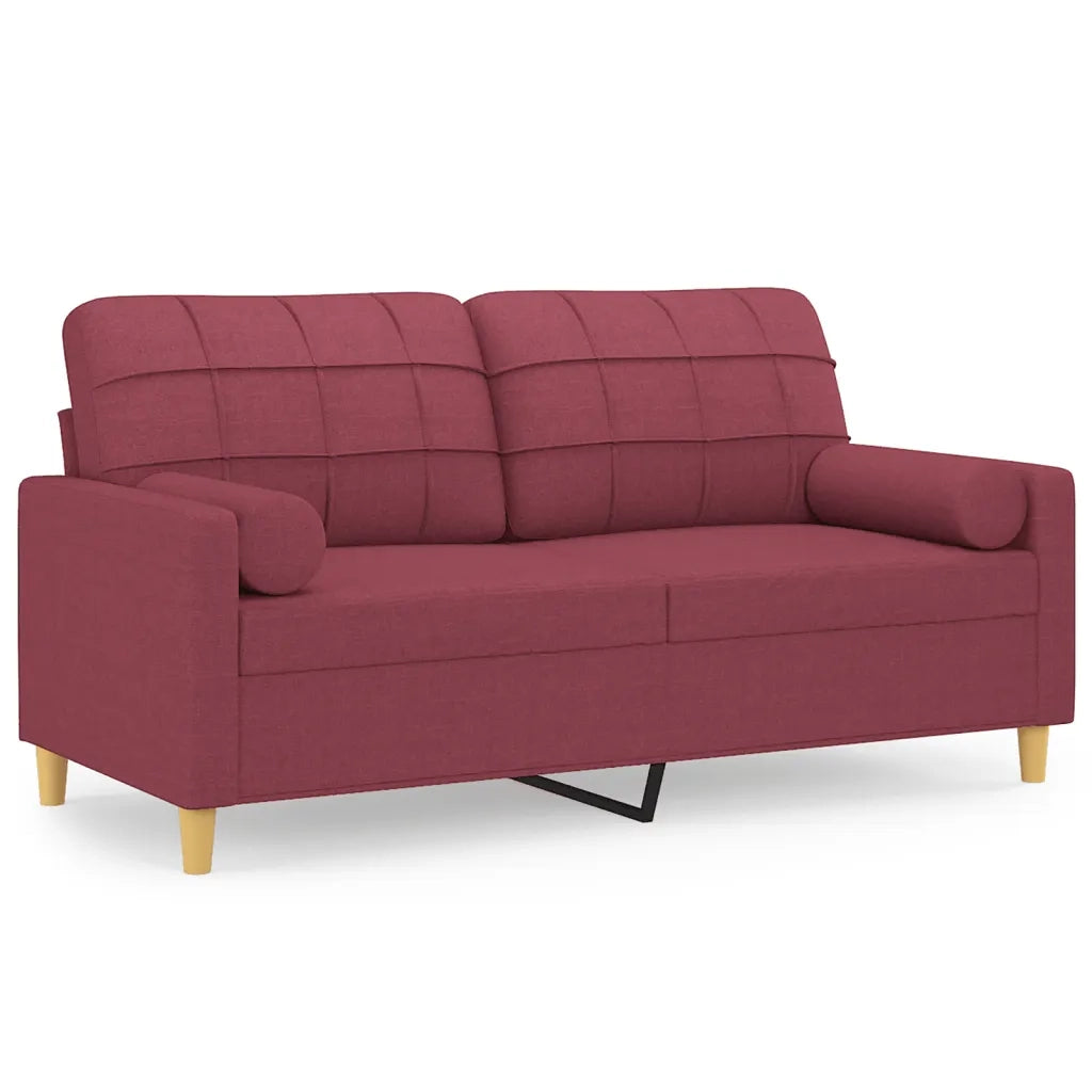 Divano | Divano da soggiorno | Sofa a 2 Posti con Cuscini Rosso Vino 140 cm in Tessuto