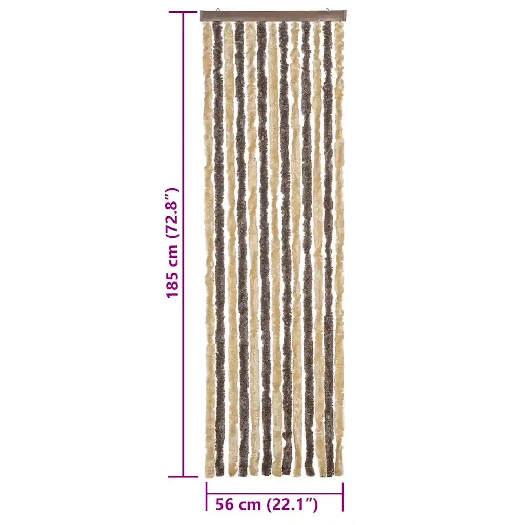 Tenda Antimosche Marrone Scuro e Beige 56x185 cm in Ciniglia 377353