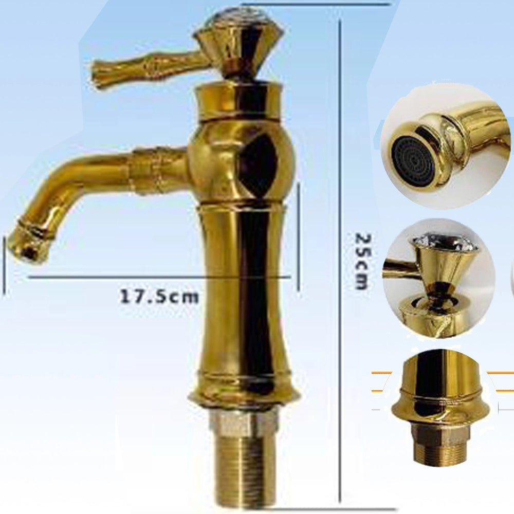 Trade Shop - Rubinetto Miscelatore Monocomando Lavabo Lavello Bagno Cucina Ottone Dorato Oro -