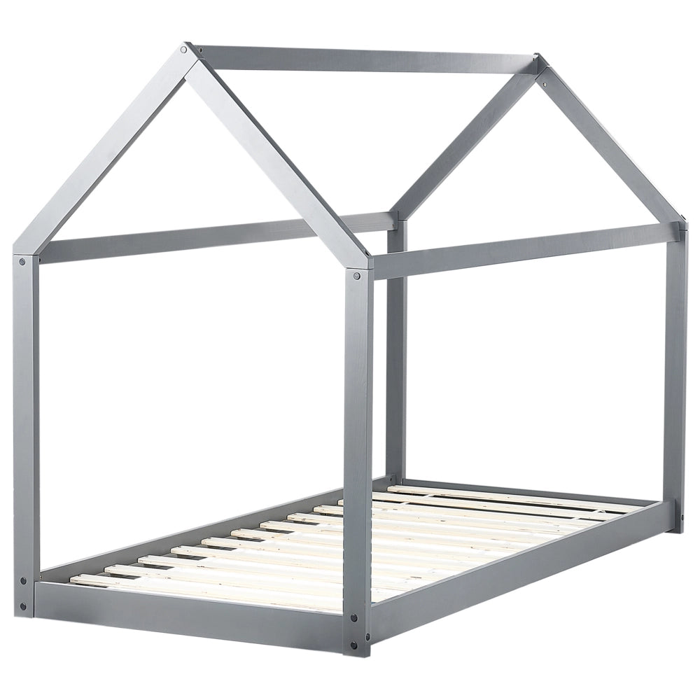 Letto a casetta per bambini in legno di pino grigio UE misura singola 90 x 200 cm con telaio a doghe letto per bambini piccoli