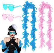 Accessori per festa - 4 pezzi - Occhiali da sole - Sciarpa morbida - 2 metri - Accessori per carnevale/Halloween