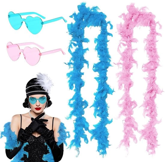 Accessori per festa - 4 pezzi - Occhiali da sole - Sciarpa morbida - 2 metri - Accessori per carnevale/Halloween