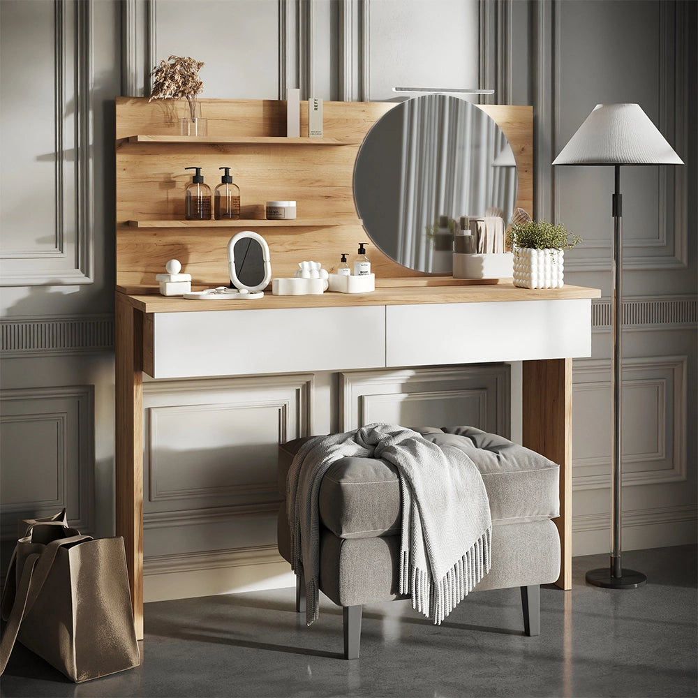 Vicco Specchio con mensola Rovere 120 x 50 cm con 3 scomparti aperti