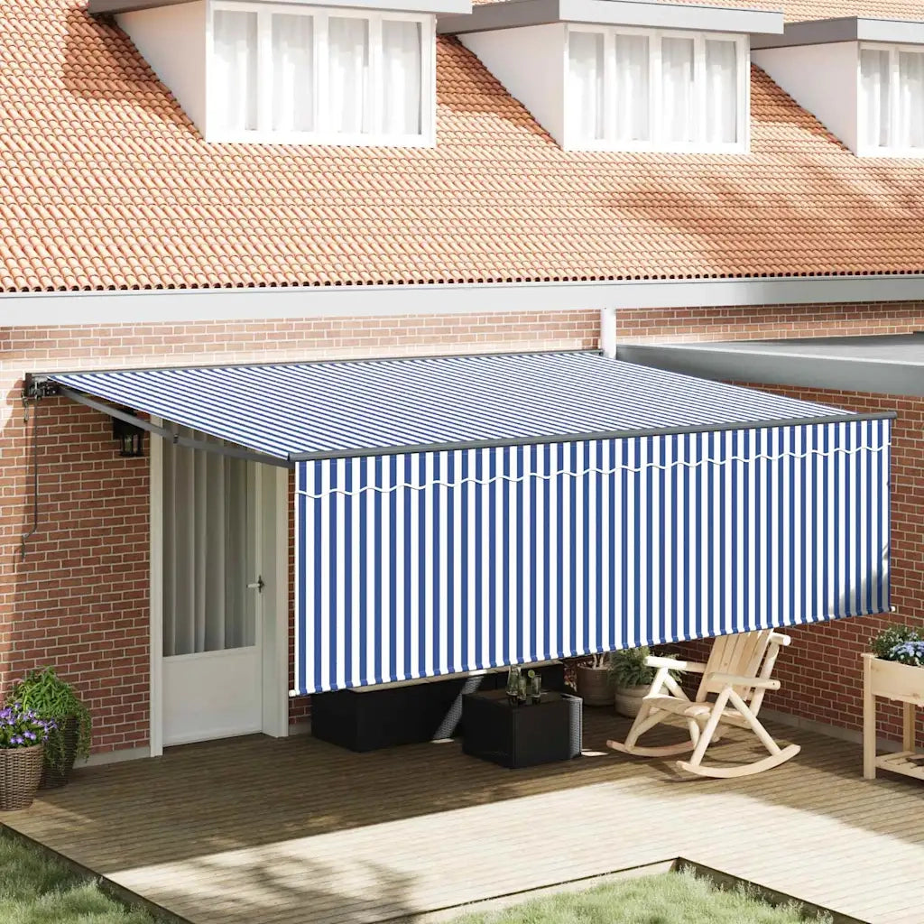 vidaXL Tenda Retrattile Blu e bianco 450 × 300 cm Tessuto