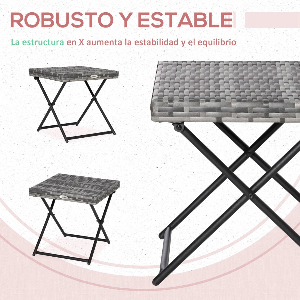 Tavolino da esterno in rattan pieghevole ¨C zephmum ¨C grigio 40x40x40 cm