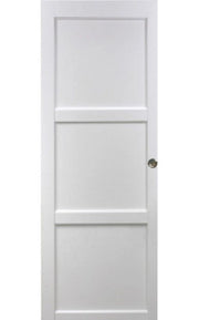 Porta scorrevole a 3 pannelli 'Korya' bianca 204X73 + 2 gusci installati
