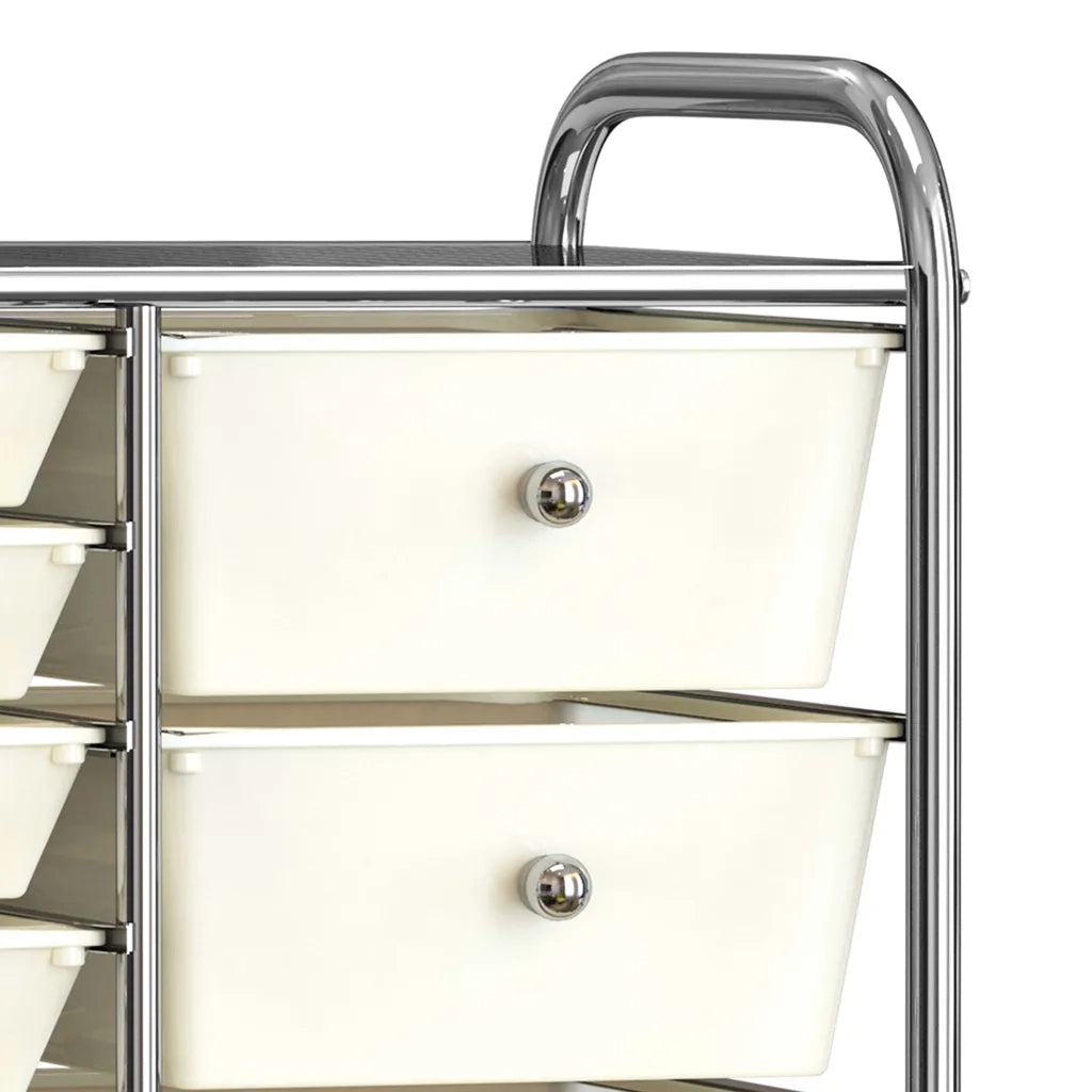 Carrello Portaoggetti XXL con 15 Cassetti Bianco in Plastica 320408
