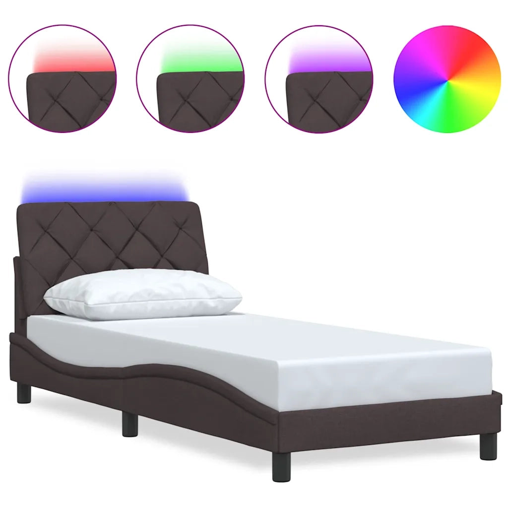 vidaXL Giroletto con LED senza Materasso Marrone Scuro 90x200 cm