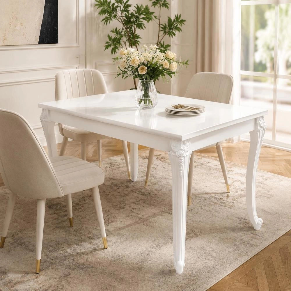 Dining Table 116 X 66 X 76 Cm, High-gloss White
