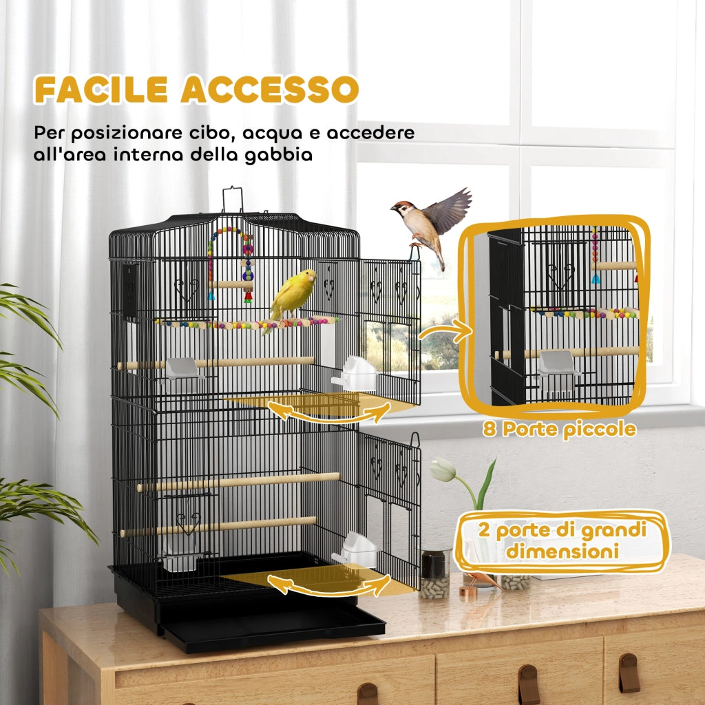 Gabbia per Uccelli ¨C zephmum ¨C Nero, Legno, 46.5x35.5x92cm