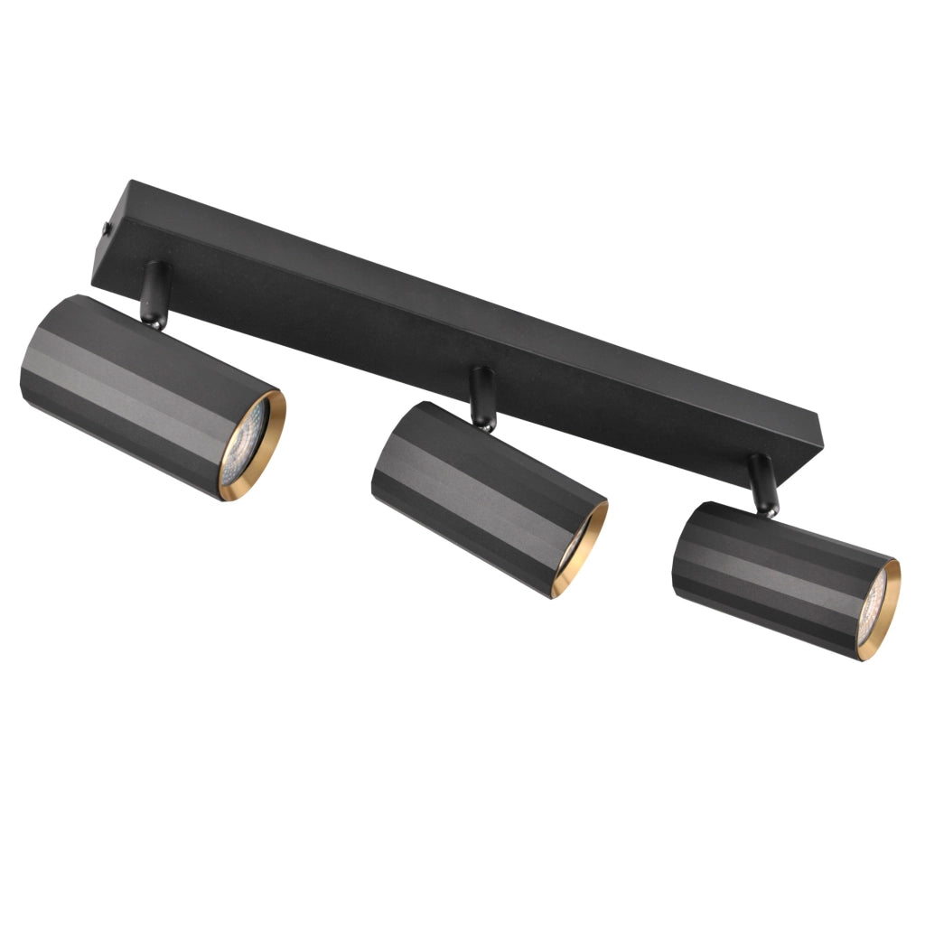 Plafoniera/Applique 3 faretti nero-oro GU10 Nicea Polux