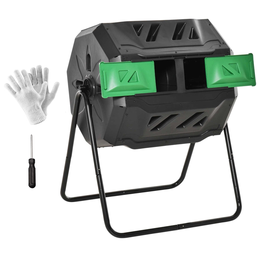 Compostiera rotante a 2 camere 160 L; nera