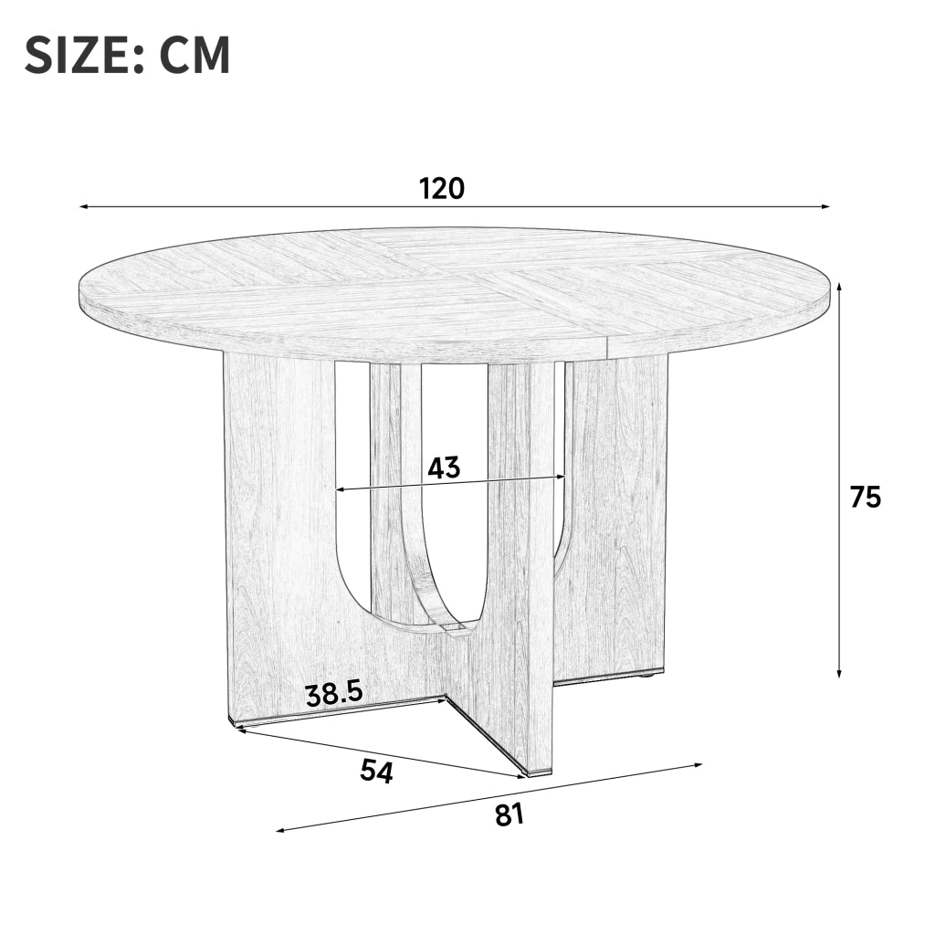 Tavolo da pranzo rotondo per 4-6 persone con design scandinavo in MDF colore rovere per interni diametro 120 cm