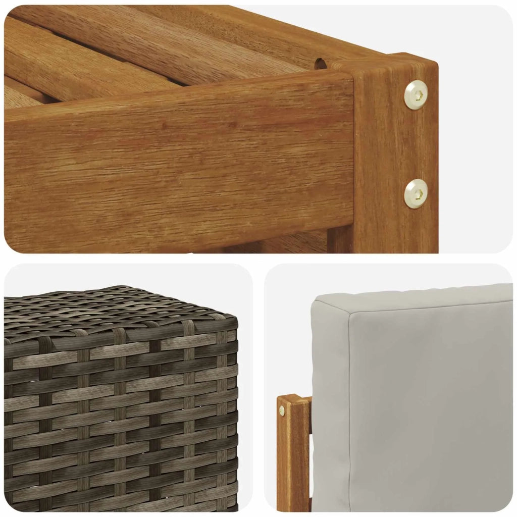 Set di divani da esterno 5 pz Naturale e Grigio Chiaro 3384007