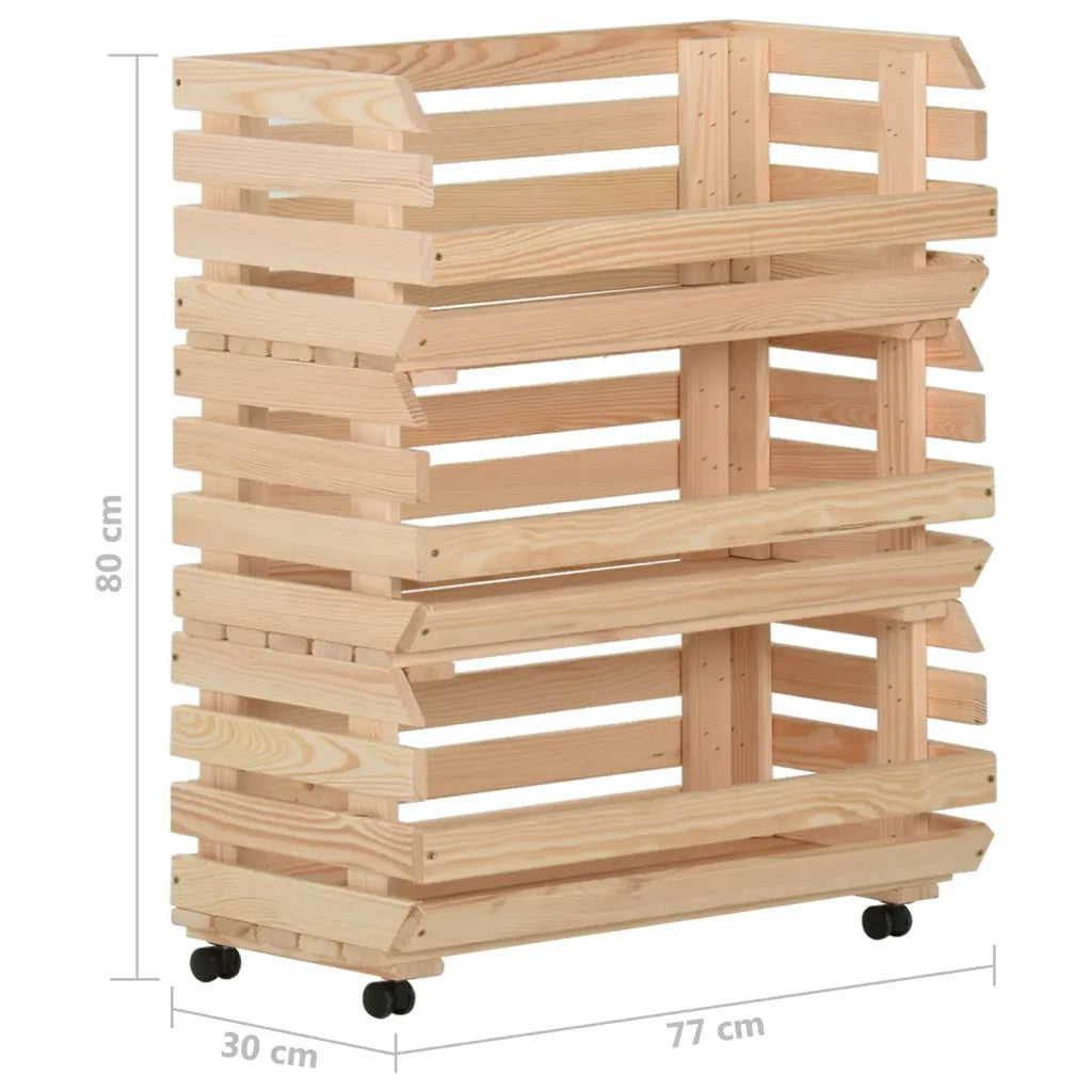 Carrello Portaverdure 77x30x80 cm in Legno Massello di Pino 327327