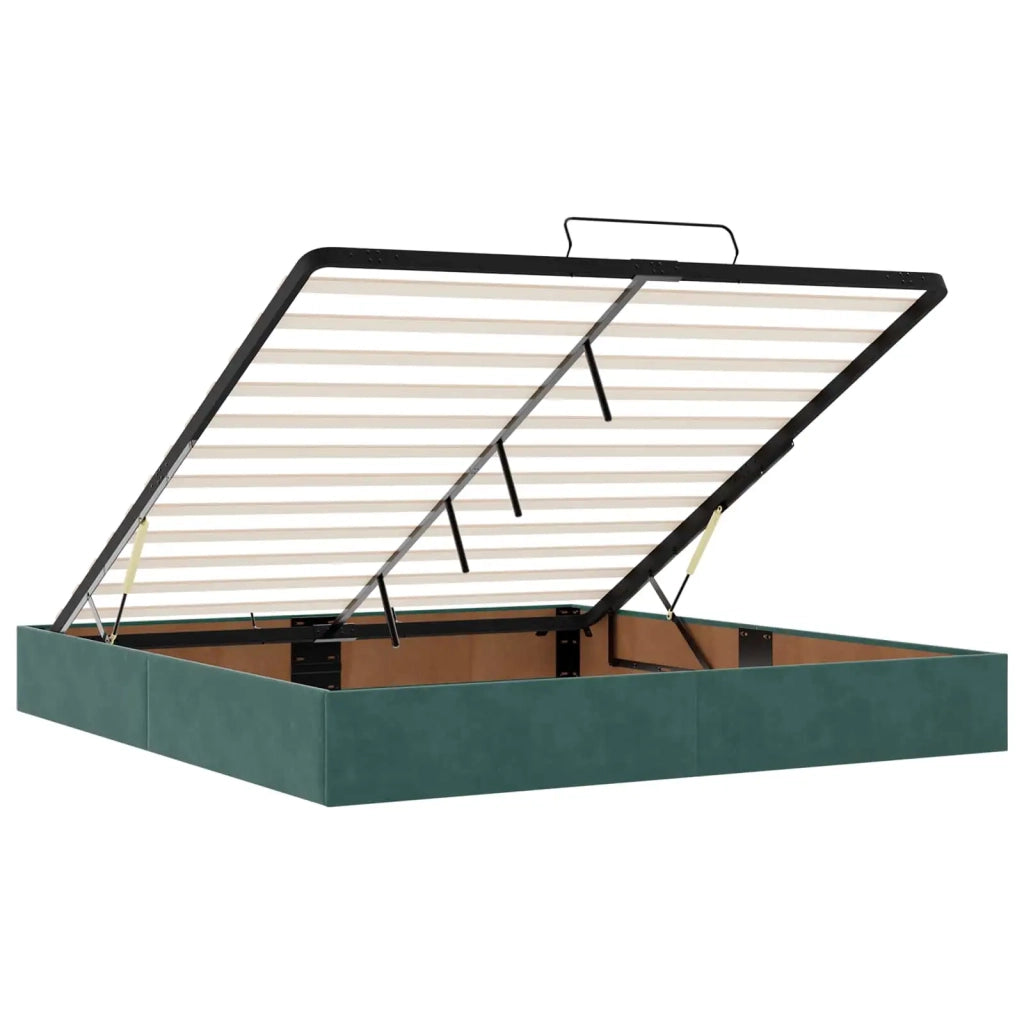 Letto Ottomano con Materasso e LED Verde Scuro 180 x 200 cm 3458394