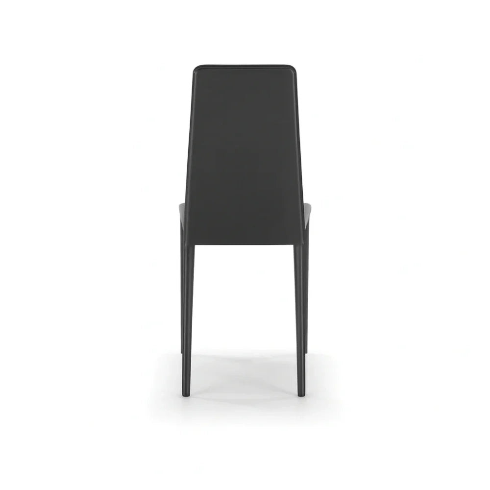 Set di 4 sedie da pranzo imbottite in similcuoio nero Luma con struttura in metallo facili da pulire | Duzzle