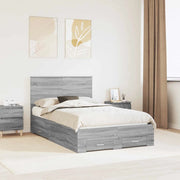 Struttura del letto con testiera Grigio Sonoma 135 x 190 cm